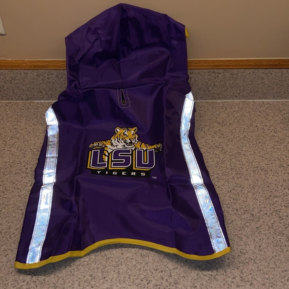 New Collegiate Rain Pet Slicker NCAA LSU Tigers Purple/Yellow Reflective Large - Picture 3 of 7